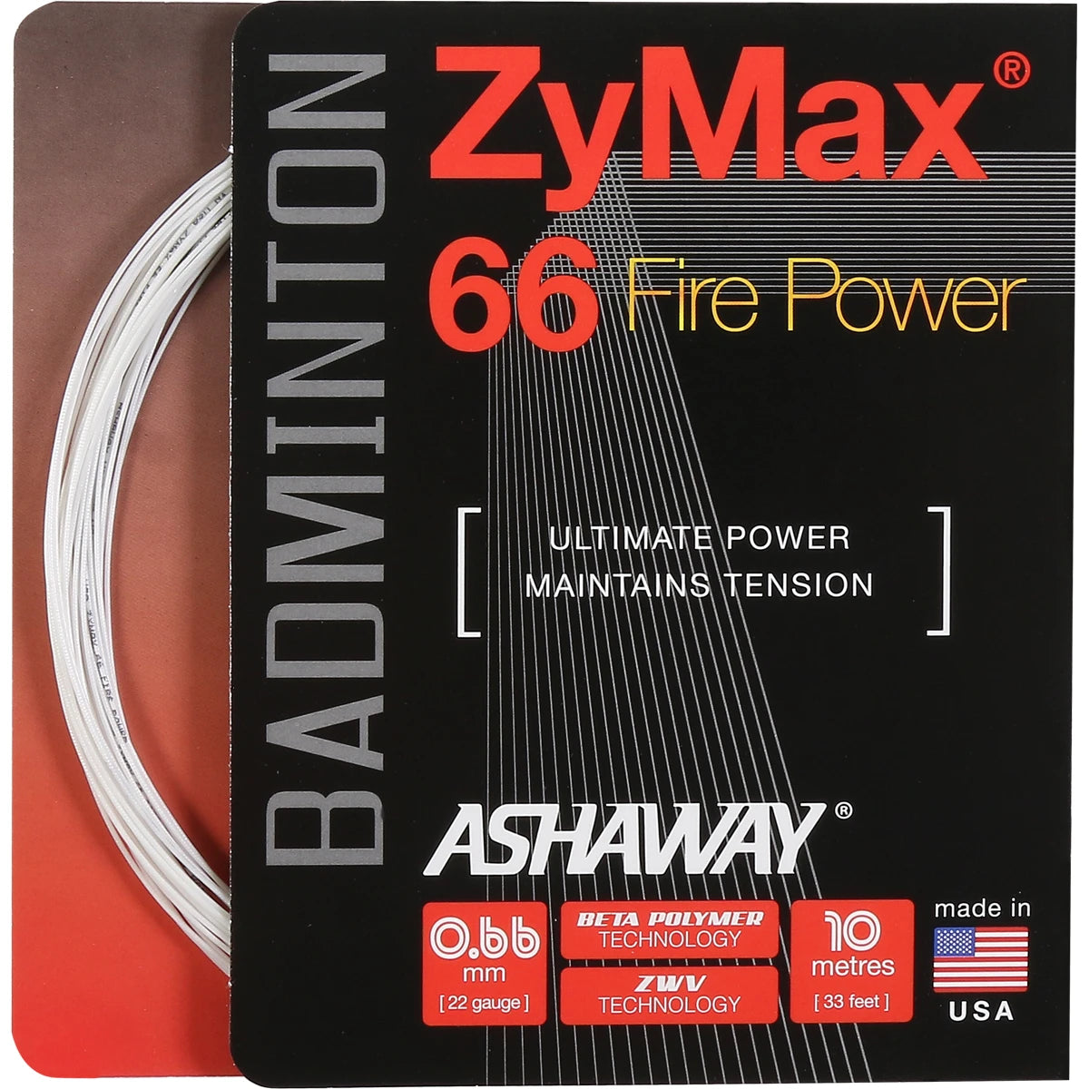 ASHWAY ZYMAX 66 FIRE POWER BADMINTON STRING (10 METRES)