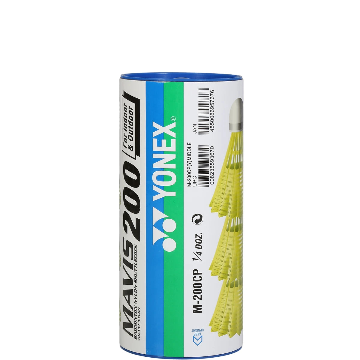 VOLANTS DE BADMINTON YONEX MAVIS 200 OUTDOOR JAUNE (TUBE DE 3 VOLANTS)