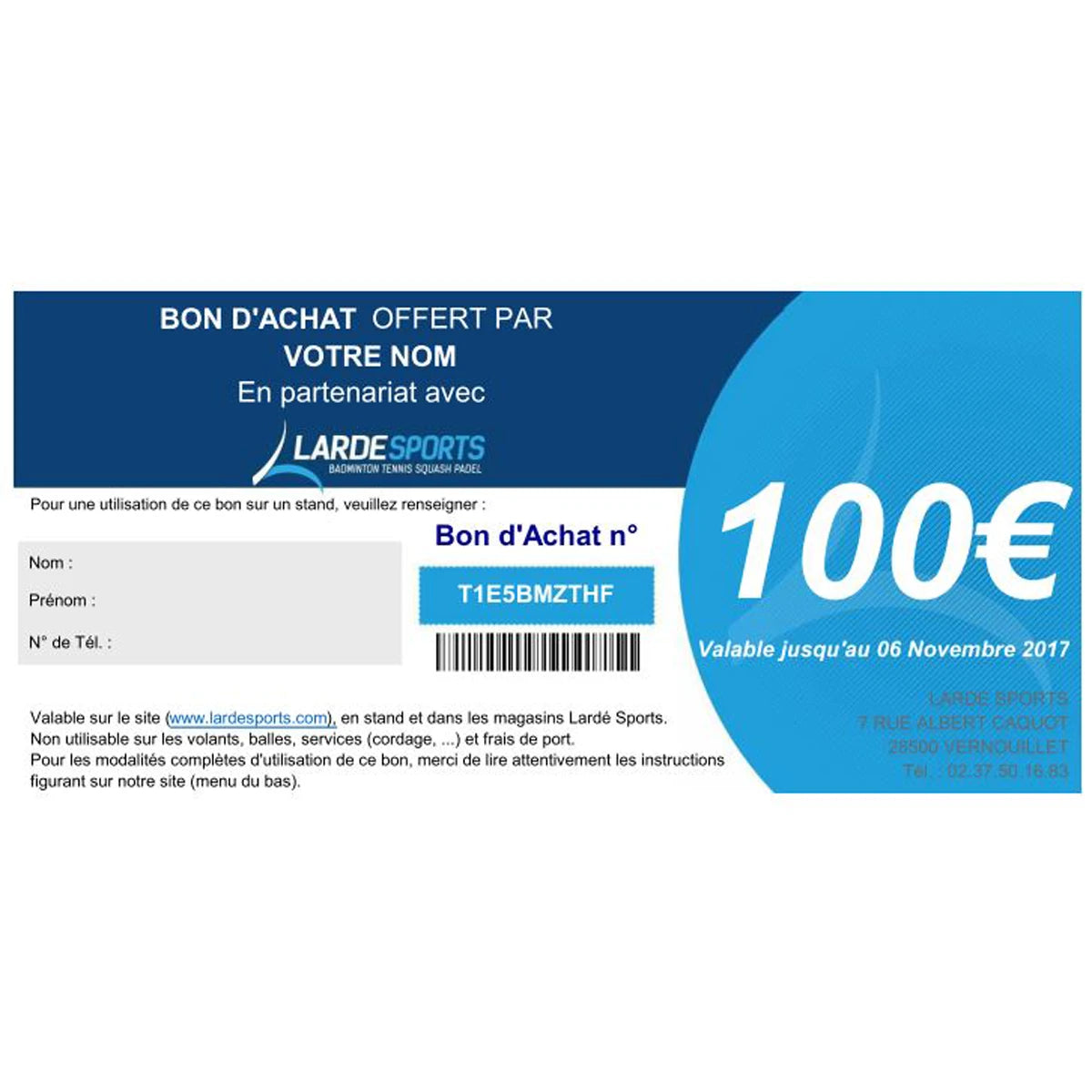 LARDESPORTS GIFT VOUCHER €100