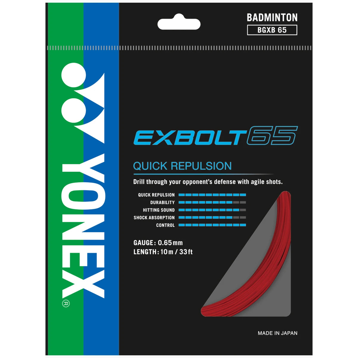 CORDAGE DE BADMINTON YONEX EXBOLT 65 (GARNITURE - 10M)
