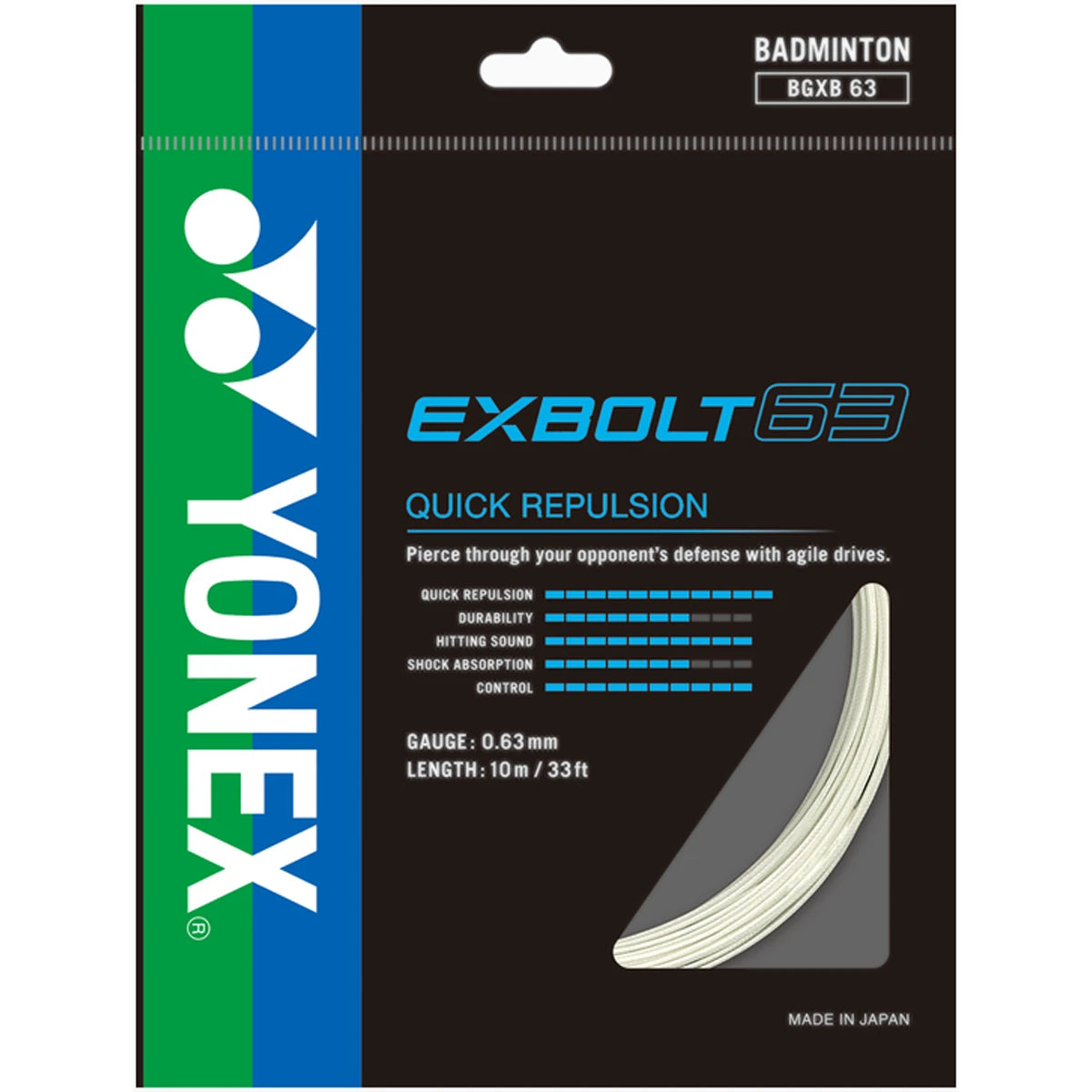 CORDAGE DE BADMINTON YONEX EXBOLT 63 (GARNITURE - 10M)