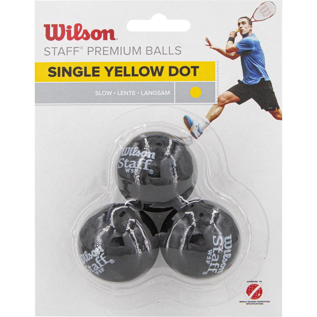 BALLES DE SQUASH WILSON STAFF (X3 - SIMPLE POINT JAUNE)