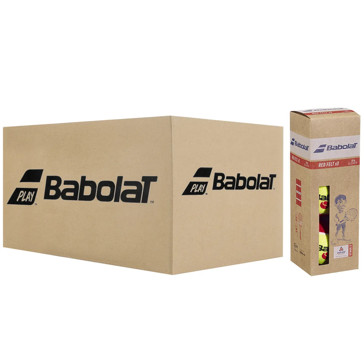 KARTON MIT 24 RÖHREN MIT JE 3 BABOLAT RED FELT BÄLLEN