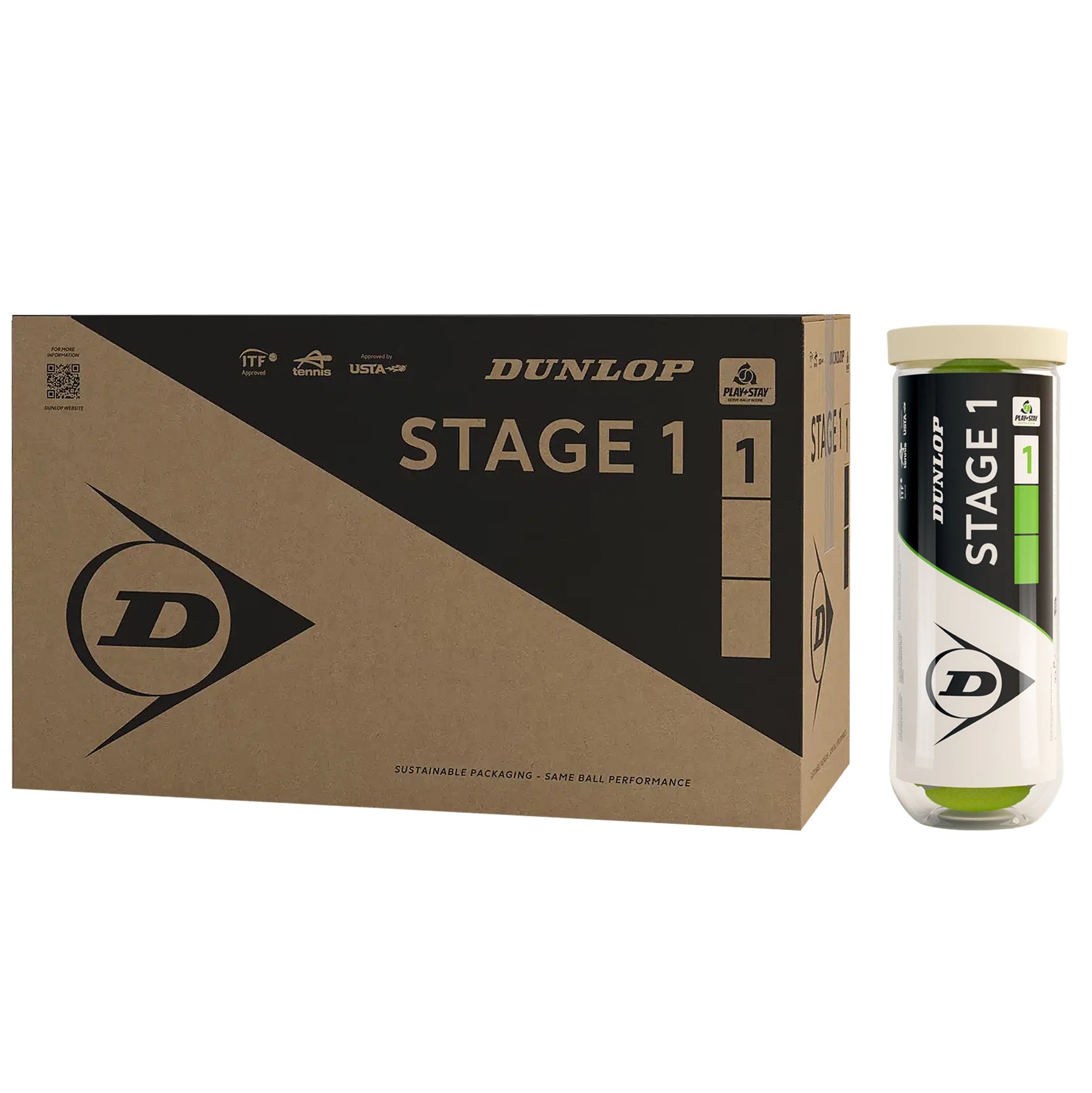 BARIL 72 BALLES DUNLOP STAGE 1 VERTES