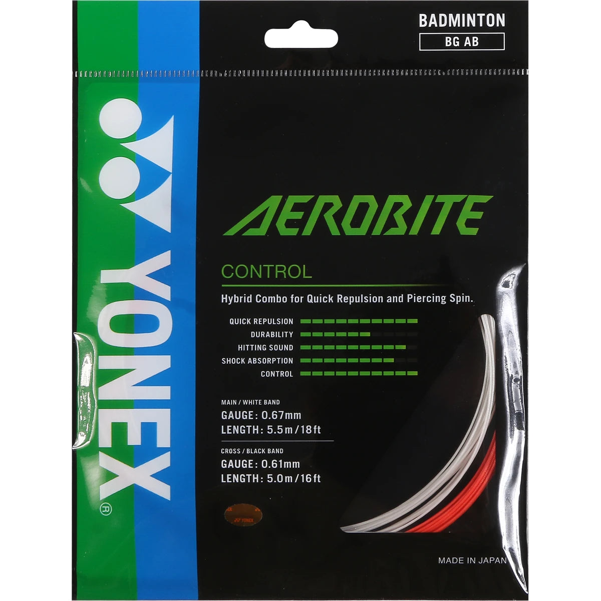 CORDAGE BADMINTON YONEX BG AEROBITE HYBRIDE 0.67 - 0.61 (10 METRES)