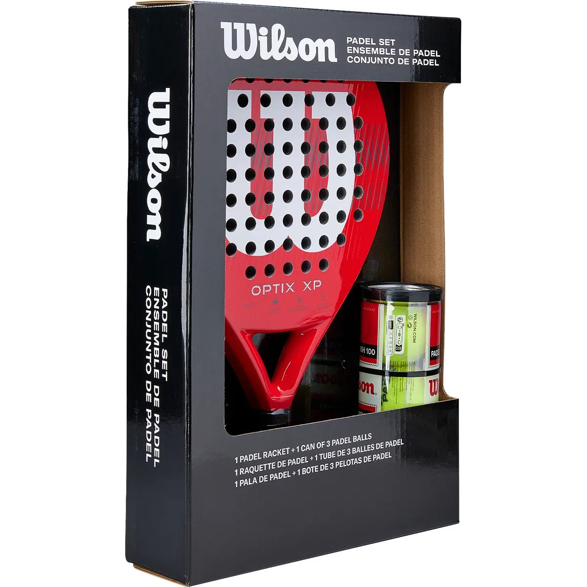 WILSON PADEL RACKET KIT + OPTIX XP BALL TUBE