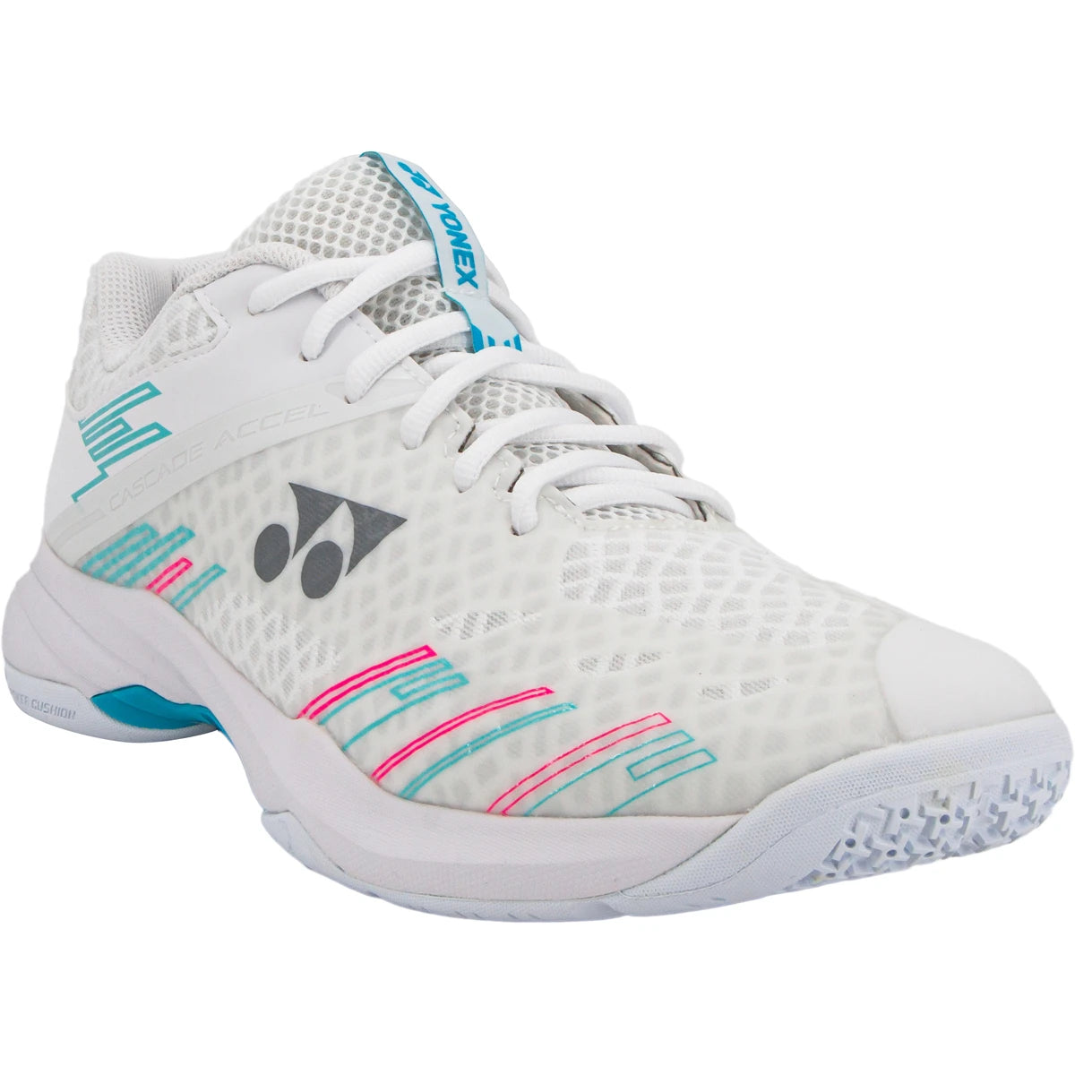 YONEX DAMEN INDOOR SCHUHE PC CASCADE ACCEL WIDE WEISS/HIMMELBLAU