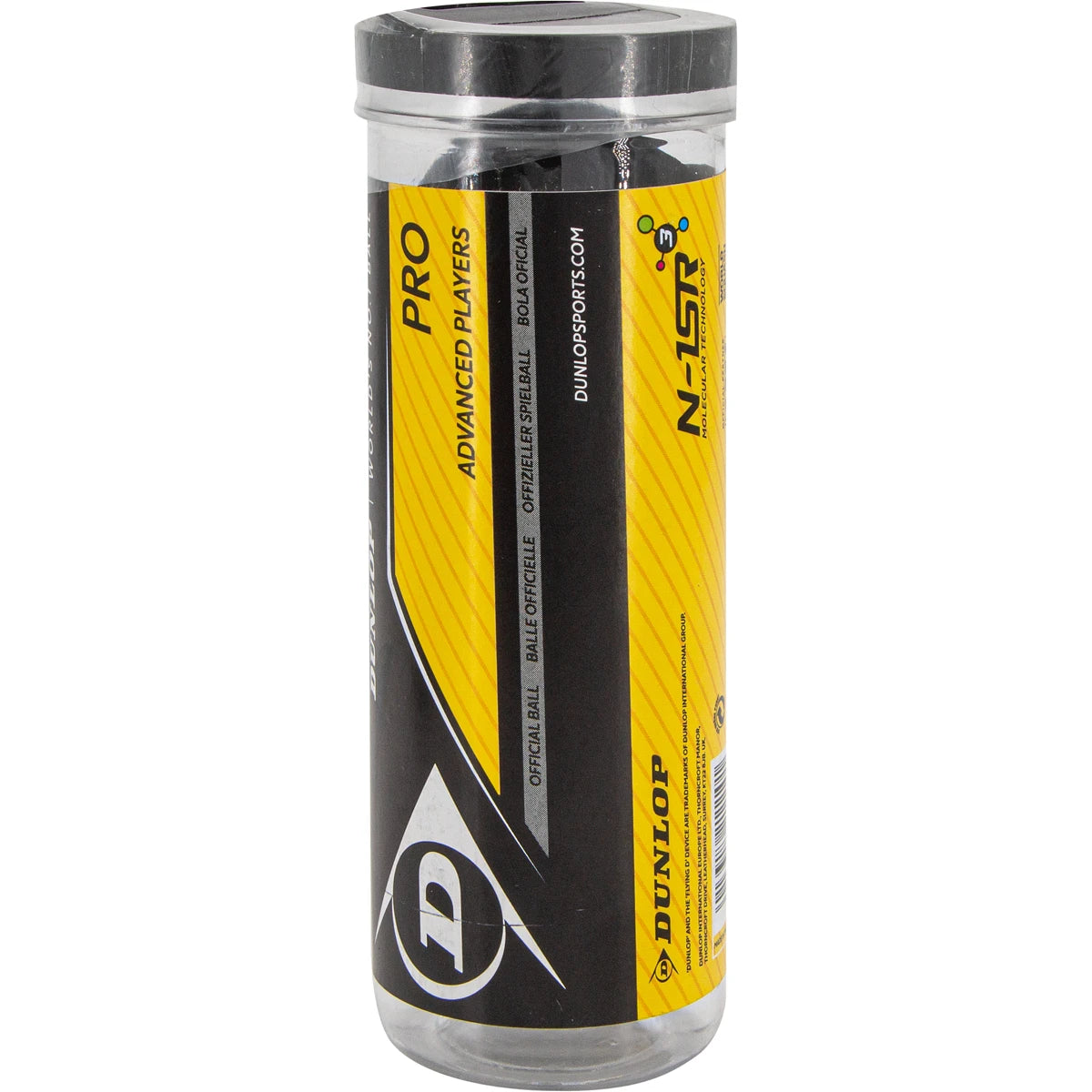 BALLES DE SQUASH DUNLOP PRO (TUBE X3 - DOUBLE POINT JAUNE)