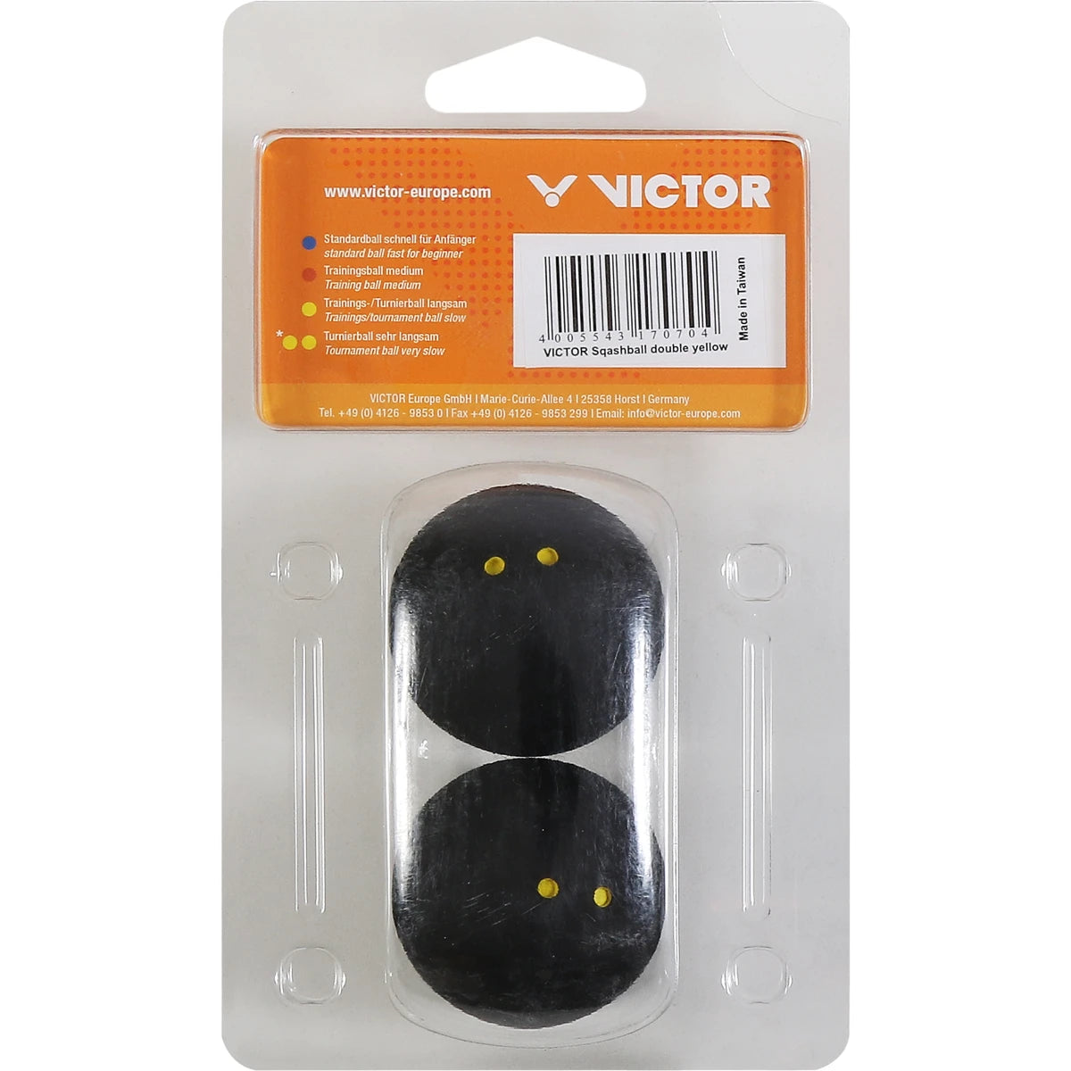 BALLES DE SQUASH VICTOR (DOUBLE POINT JAUNE - X2)