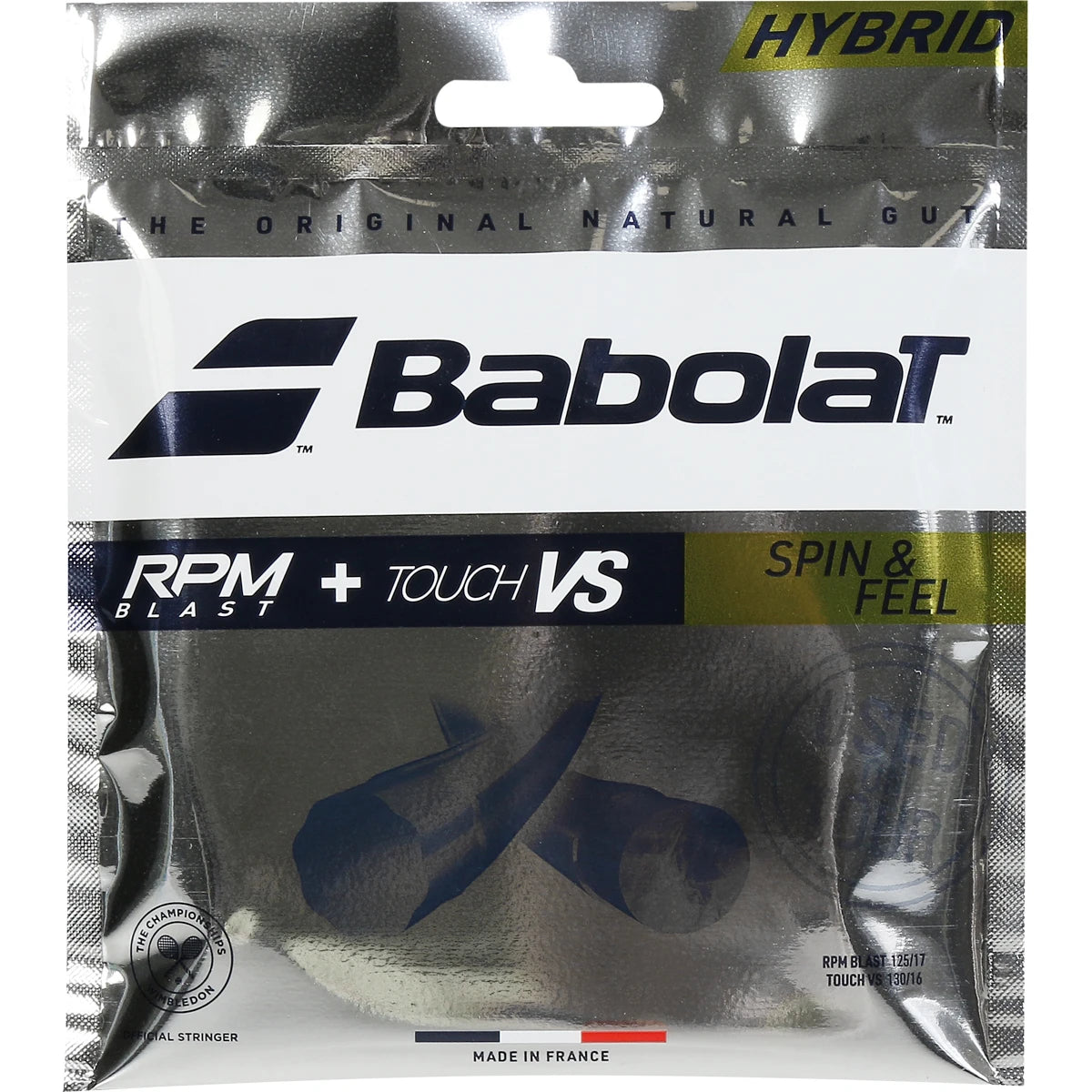 CORDAGE BABOLAT HYBRIDE RPM BLAST (1.25MM) + TOUCH VS (1.30MM)