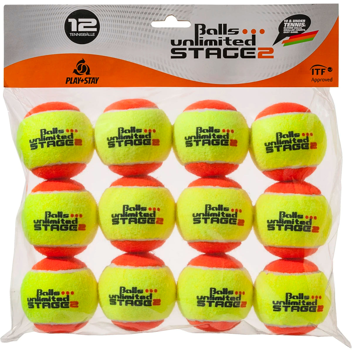 SACHET DE 12 BALLES STAGE 2 UNLIMITED JAUNES/ORANGES