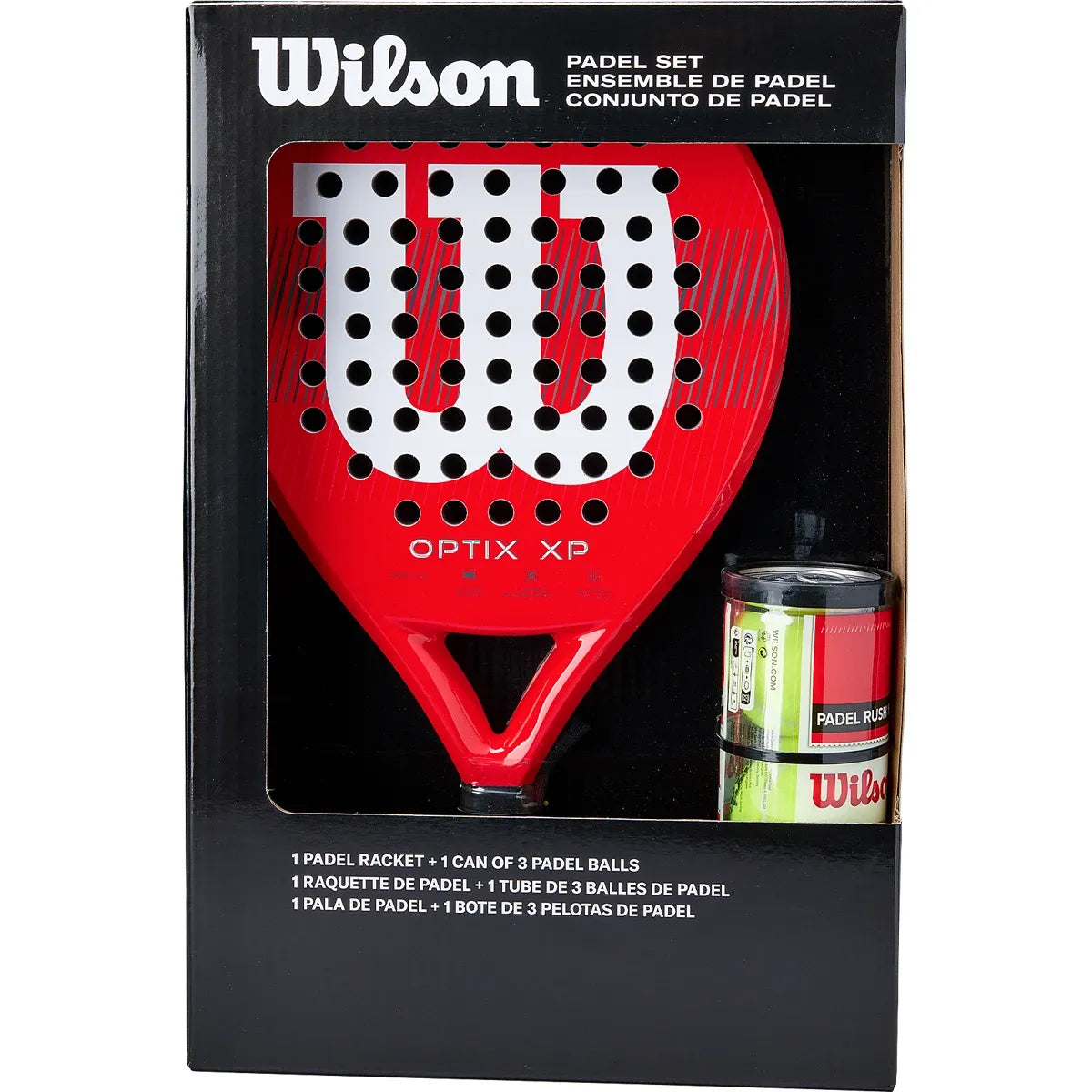 WILSON PADEL RACKET KIT + OPTIX XP BALL TUBE