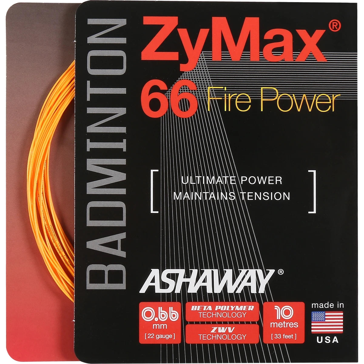 BADMINTON STRING ASHAWAY ZYMAX 66 FIRE (10 METRES)
