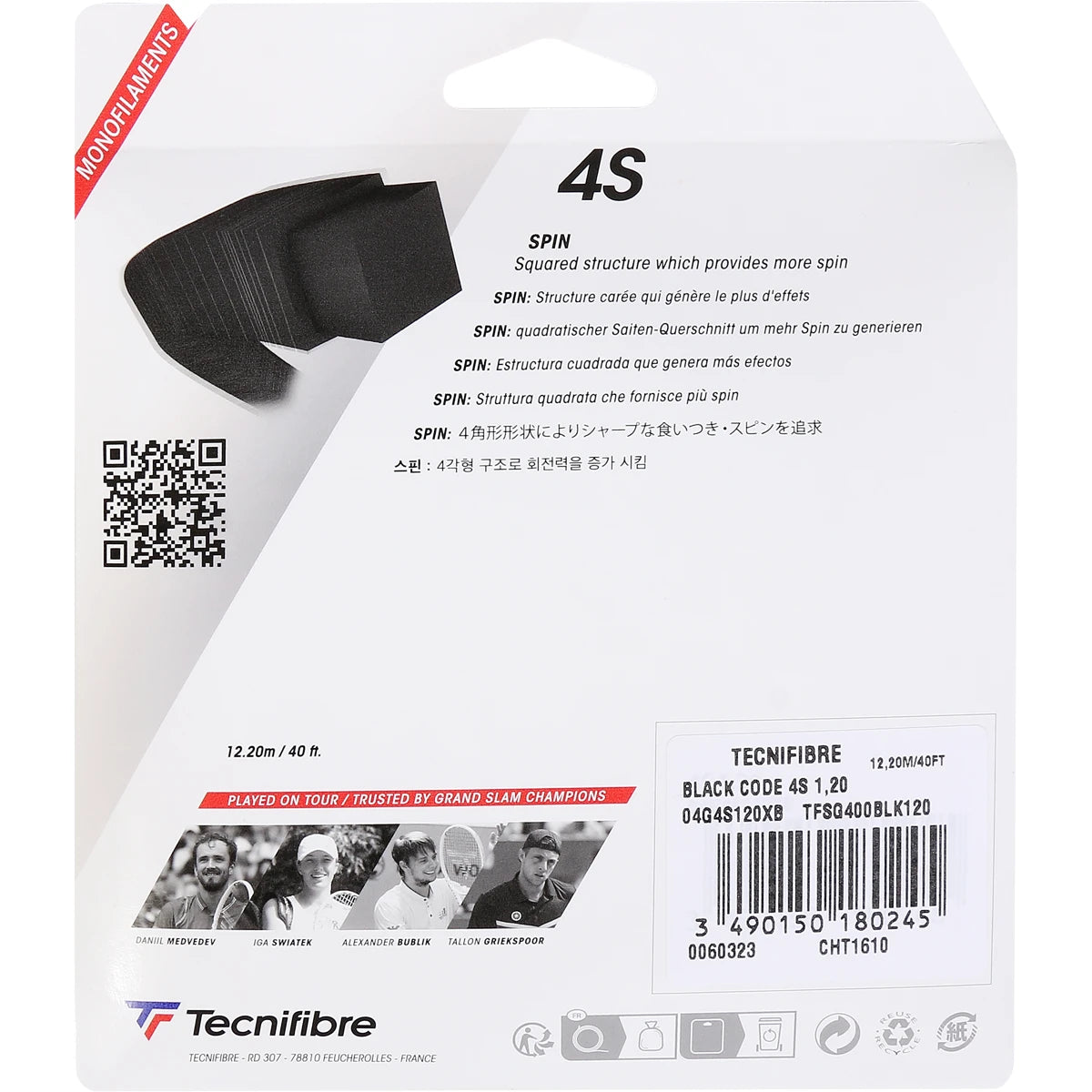 Cordage Tecnifibre 4S (12 Mètres)