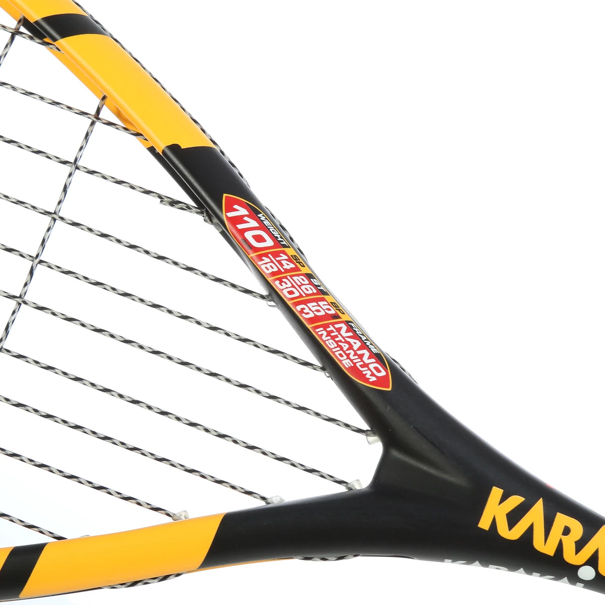 RAQUETTE DE SQUASH KARAKAL BLACK ZONE ORANGE 110 (CORDEE)