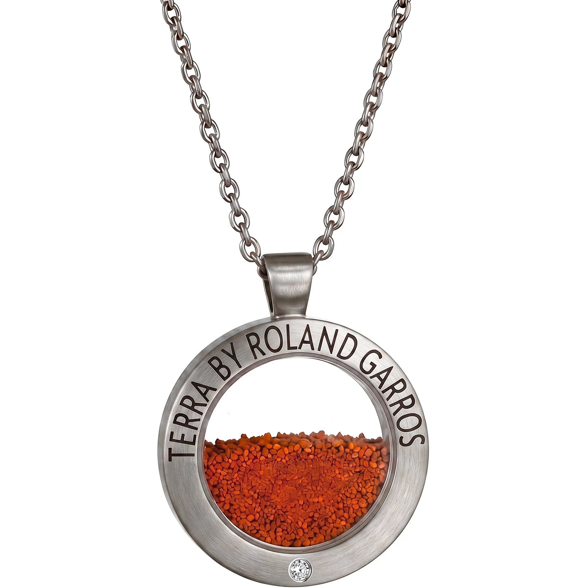 COLLIER ET MEDAILLE TERRA ACCESS ACIER MAT 1 PIERRE GRAND MODELE