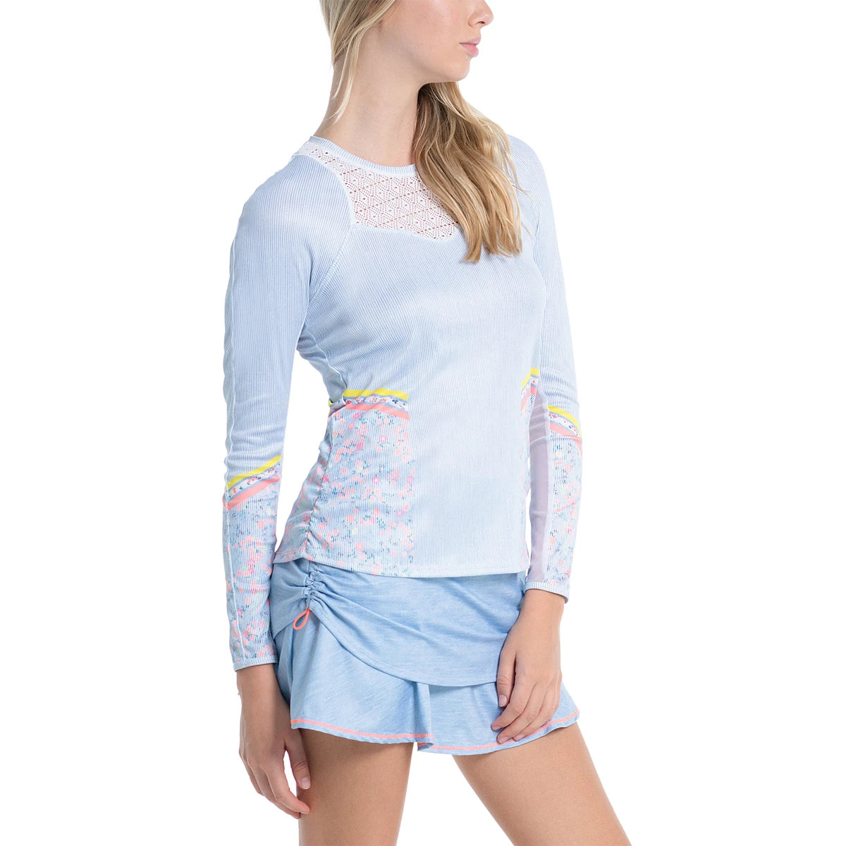 T-SHIRT LUCKY IN LOVE FEMME CHAMBRAY BLOSSOM MANCHES LONGUES LIBERTY IN LOVE