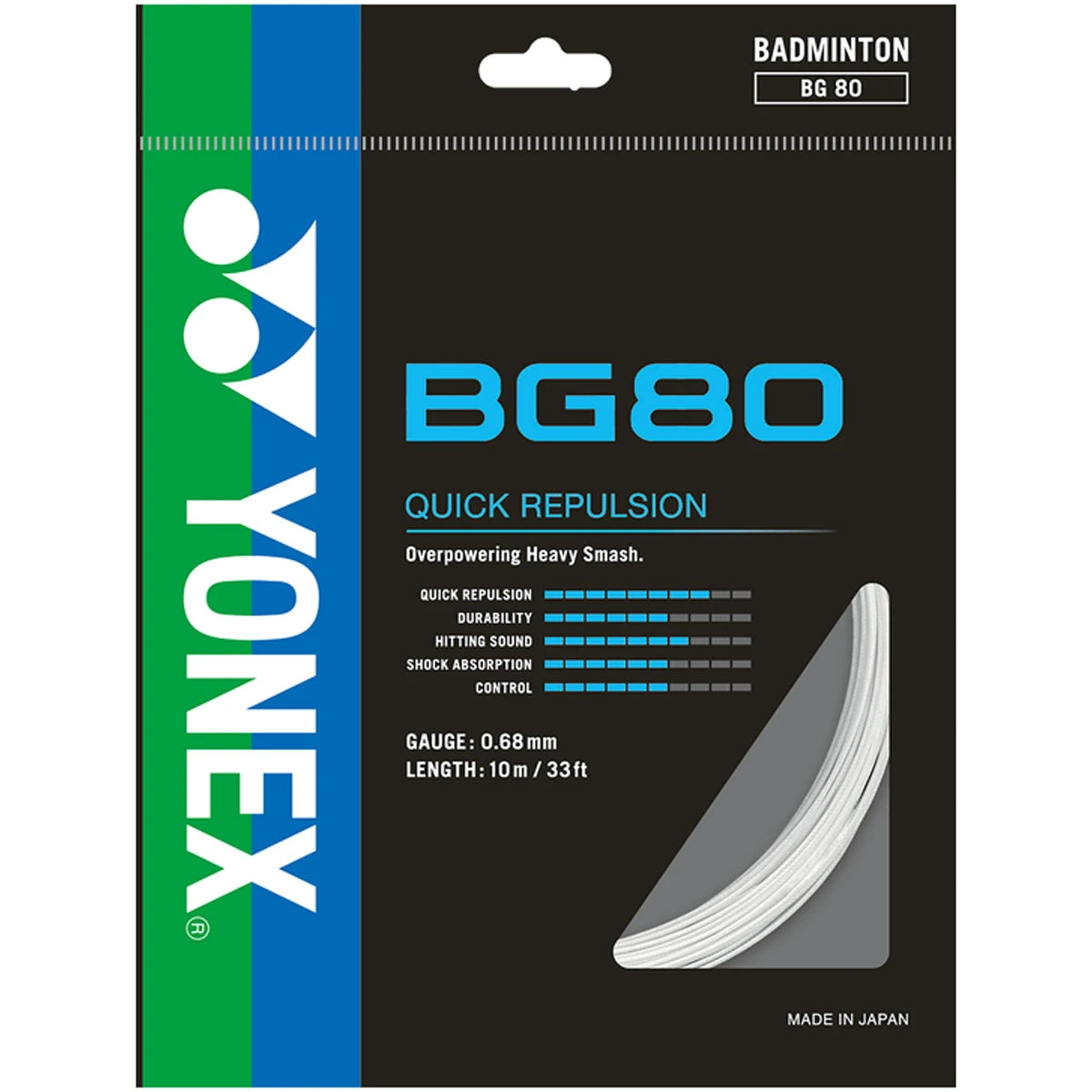 CORDAGE DE BADMINTON YONEX BG80 (GARNITURE - 10M)