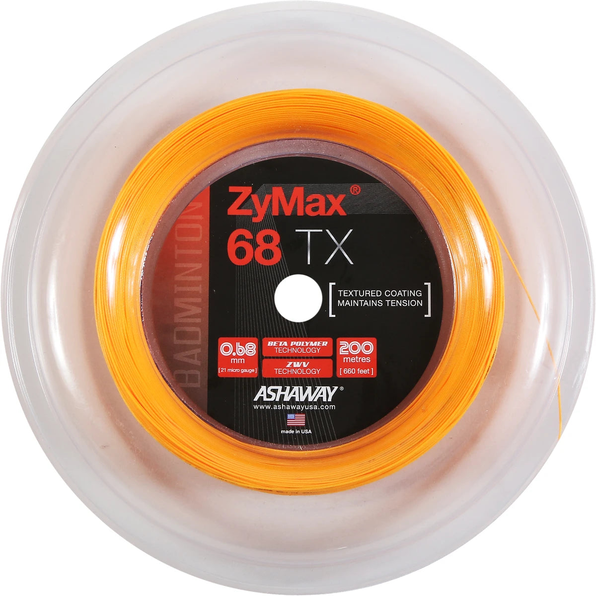 CORDAGE DE BADMINTON ASHAWAY ZYMAX 68 TX (BOBINE - 200M)