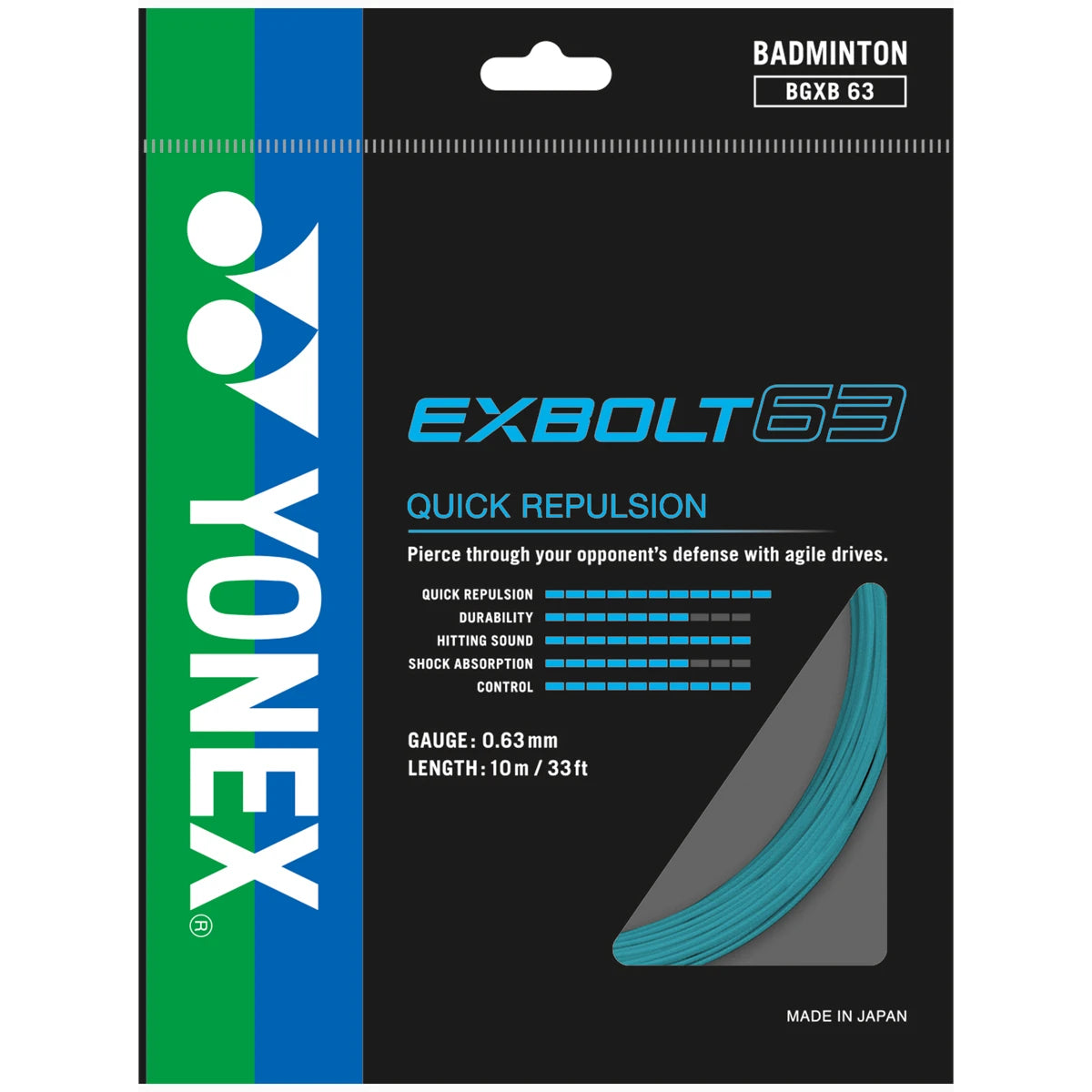 CORDAGE DE BADMINTON YONEX EXBOLT 63 (GARNITURE - 10M)