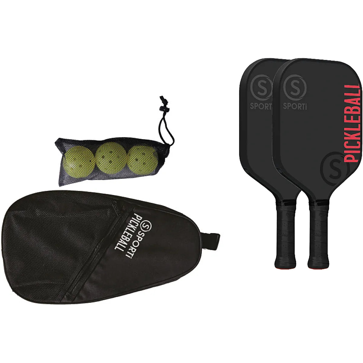 OUTDOOR-PICKLEBALL-SET: SCHLÄGER + BÄLLE + TRANSPORTTASCHE