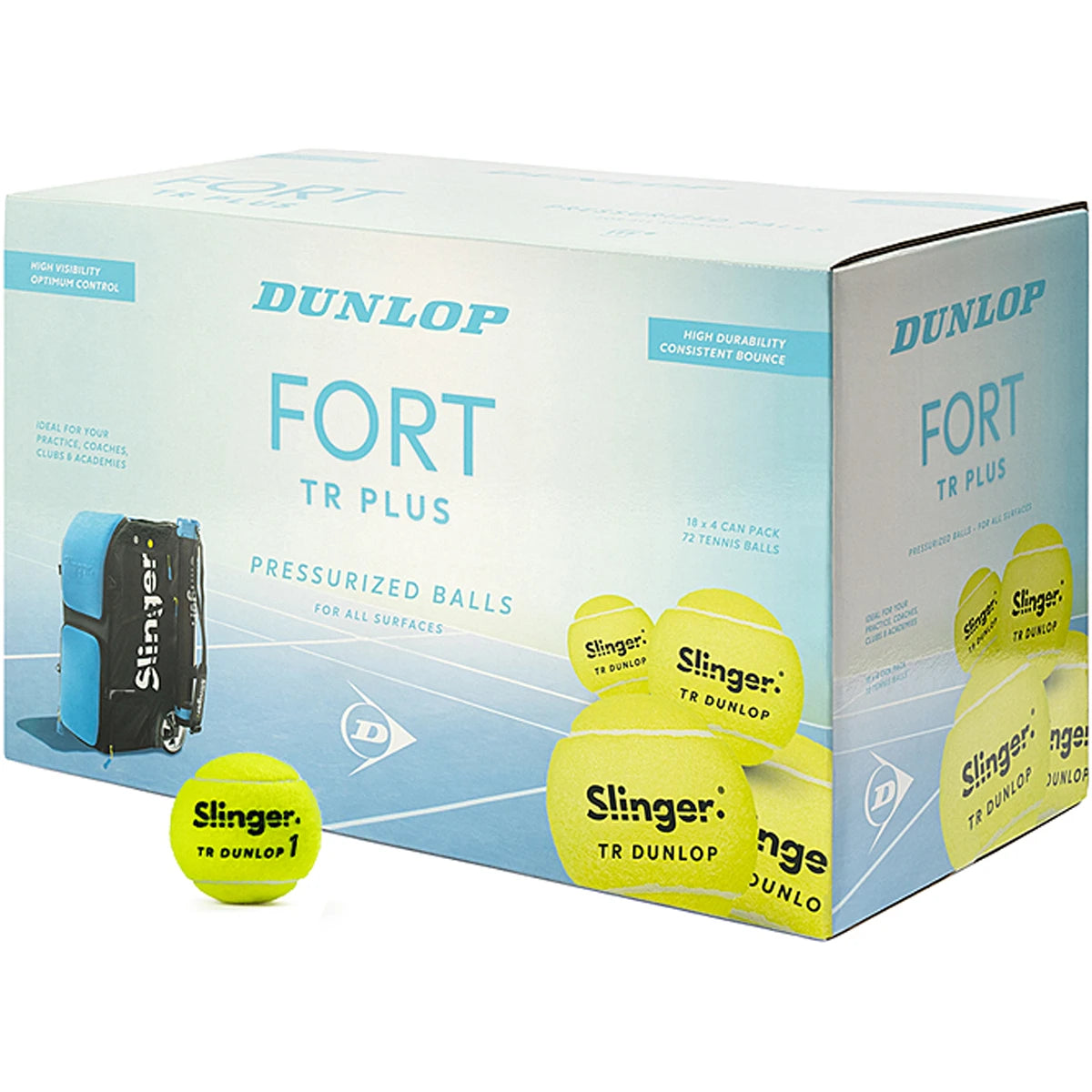 CARTON DE 72 BALLES DUNLOP FORT TR PLUS PRESSURISEES