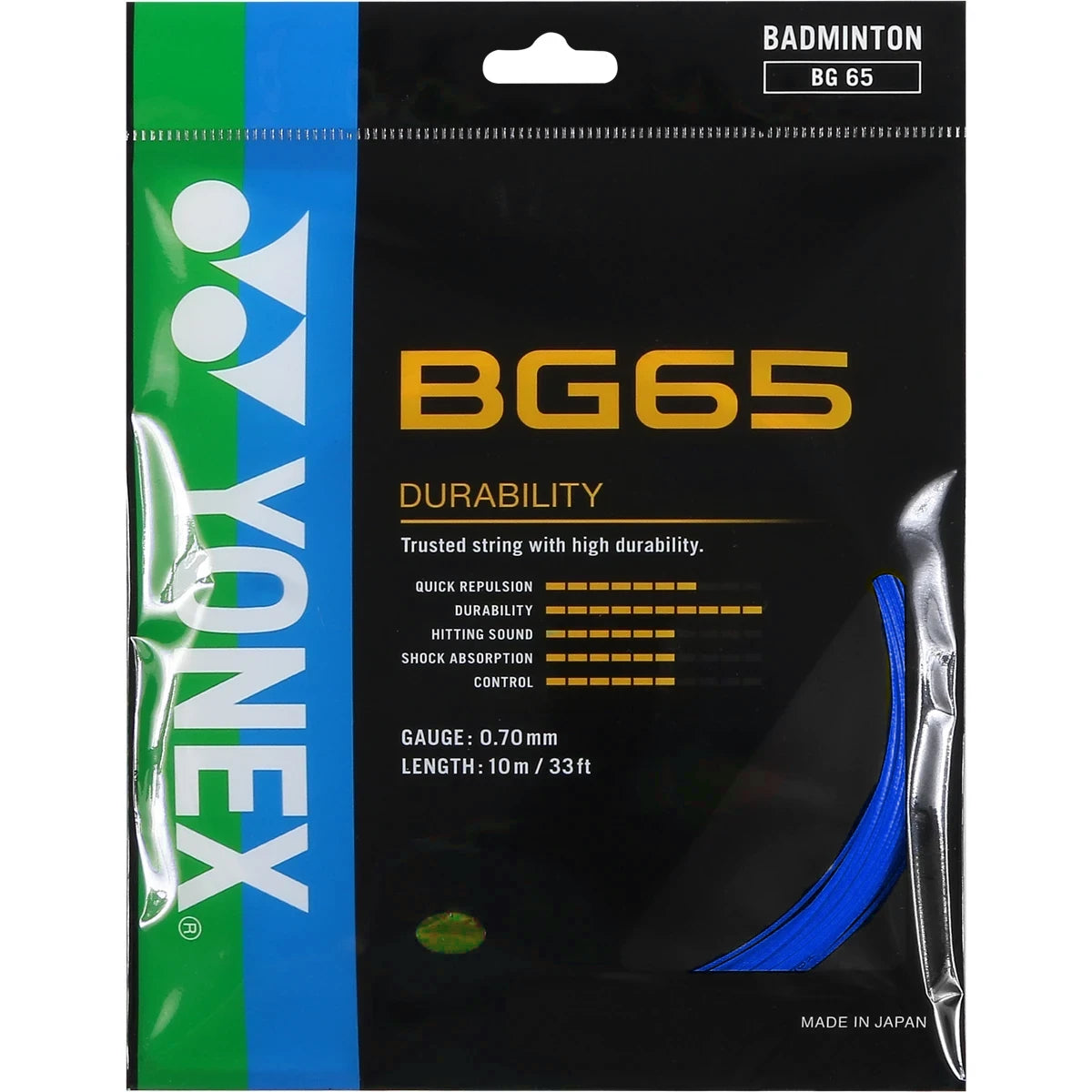 CORDAGE DE BADMINTON YONEX BG65 (GARNITURE - 10 M)