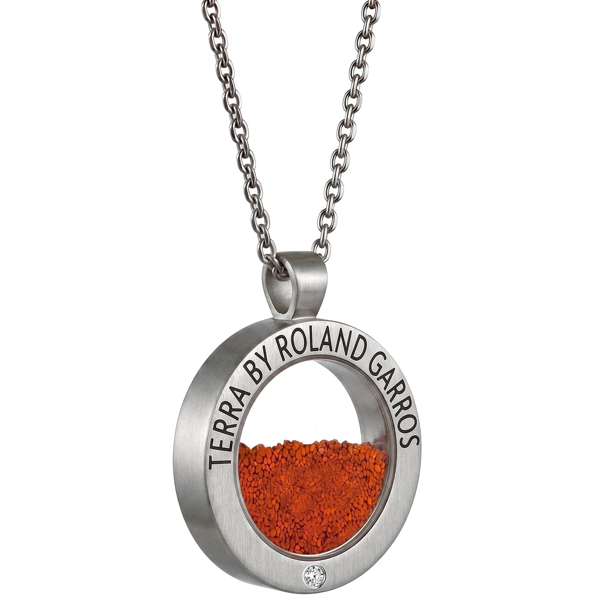 COLLIER ET MEDAILLE TERRA ACCESS ACIER MAT 1 PIERRE GRAND MODELE