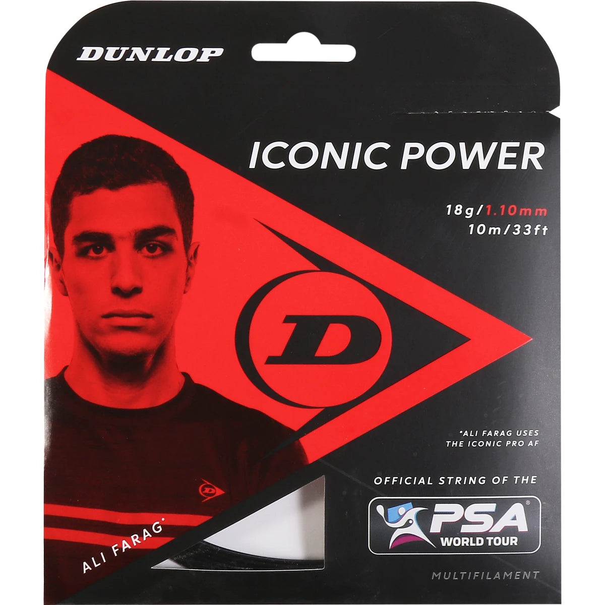 CORDAGE DE SQUASH DUNLOP ICONIC POWER 18G (GARNITURE DE 10M)