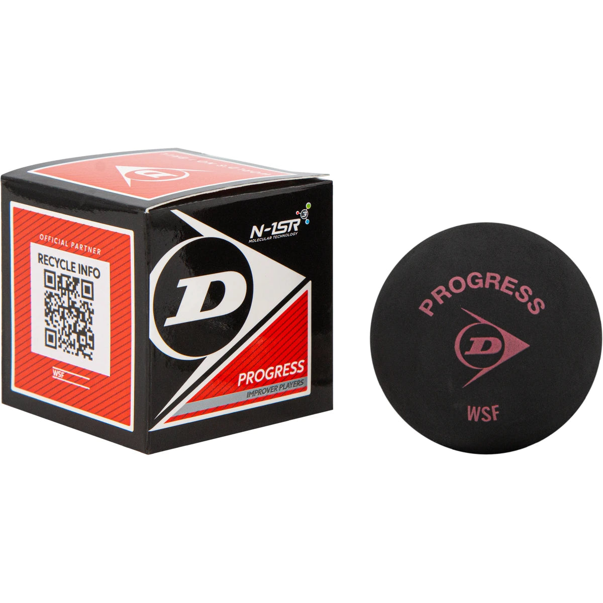 BALLE DE SQUASH DUNLOP MAX PROGRESS (SIMPLE POINT ROUGE - BOITE DE 12)