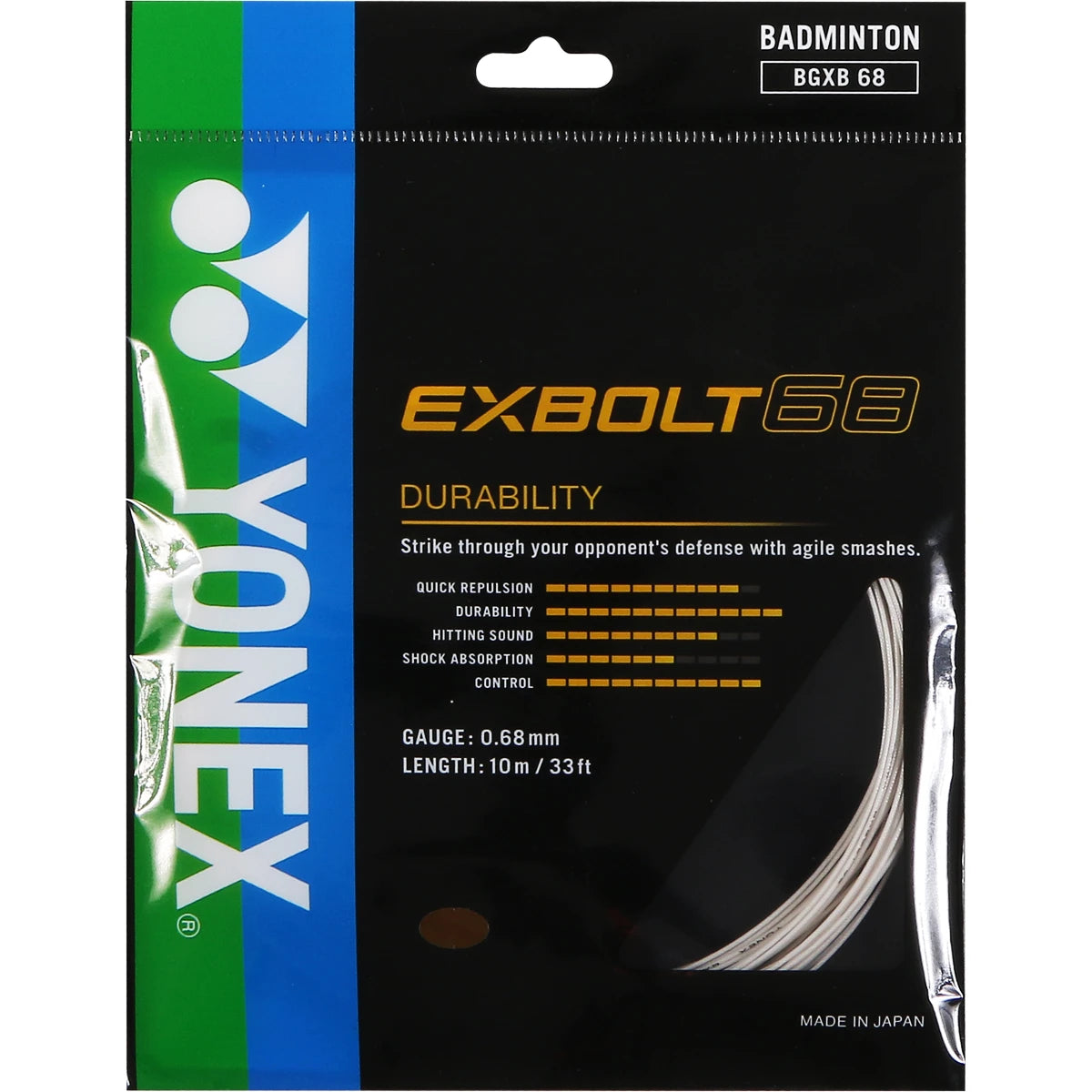 CORDAGE BADMINTON YONEX EXBOLT 68 (10 METRES)