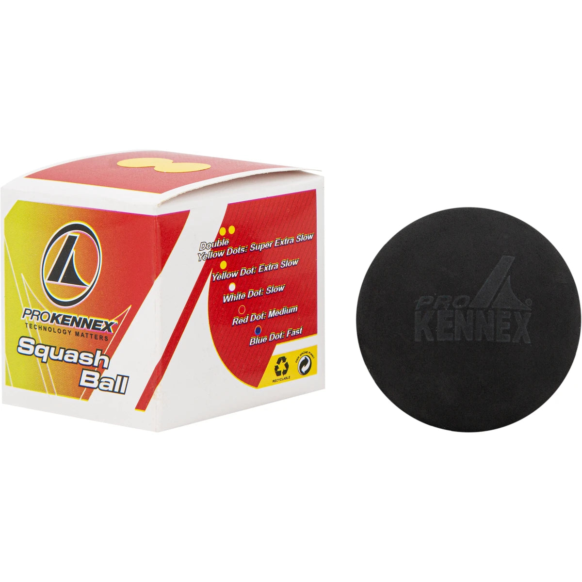 BALLES DE SQUASH PRO KENNEX (DOUBLE POINT JAUNE - X1)