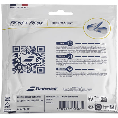 BABOLAT HYBRID STRINGING RPM BLAST (1.25MM) + RPM SOFT (1.30MM)