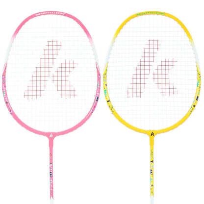 SET MIT 2 BADMINTONSCHLÄGERN KAWASAKI HAPPY KIDS 605 JR