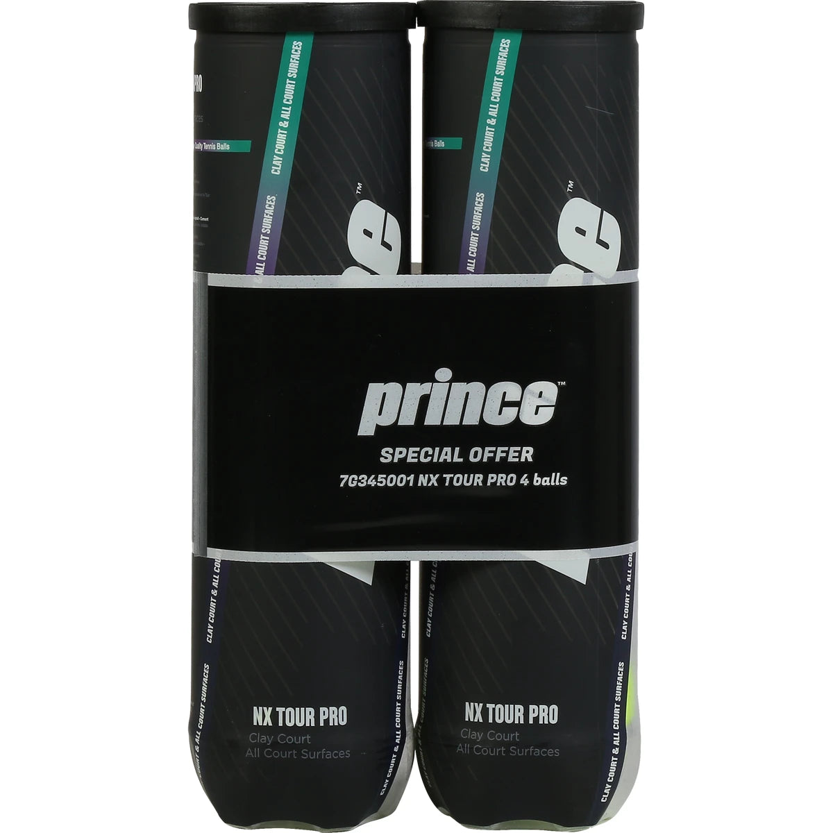 BIPACK DE 4 BALLES PRINCE NX TOUR PRO