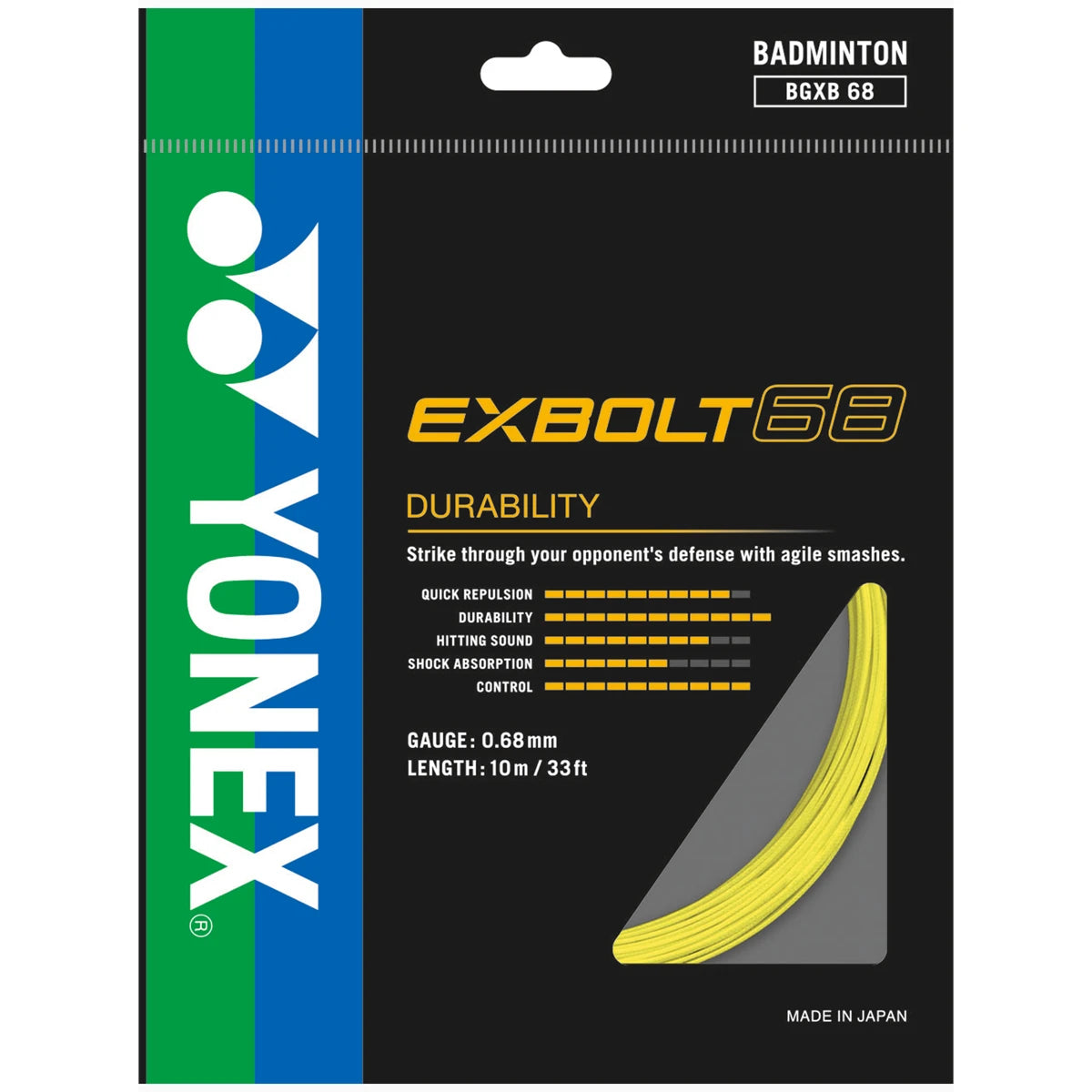 CORDAGE DE BADMINTON YONEX EXBOLT 68 (GARNITURE - 10M)