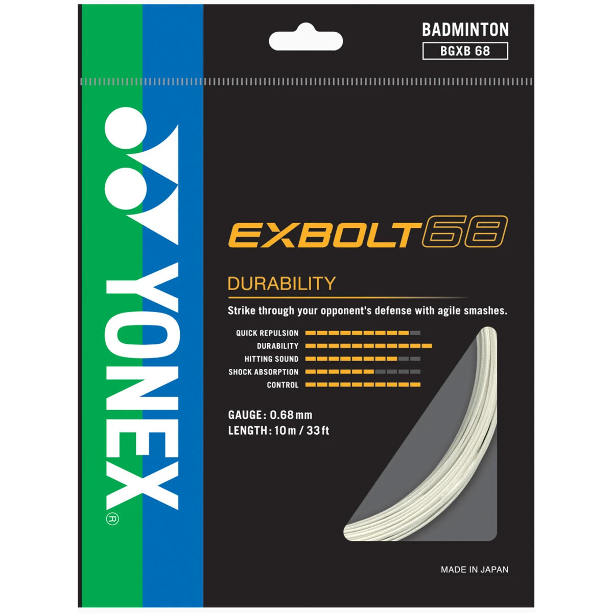 CORDAGE DE BADMINTON YONEX EXBOLT 68 (GARNITURE - 10M)