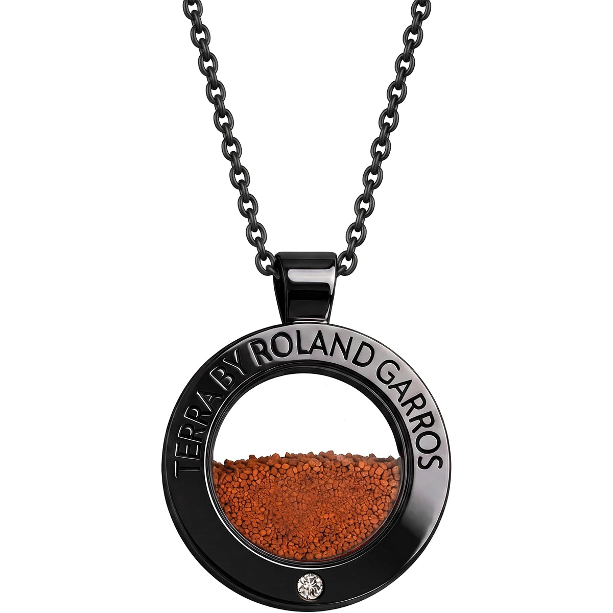 COLLIER ET MEDAILLE TERRA ACCESS ACIER NOIR BRILLANT 1 PIERRE PETIT MODELE