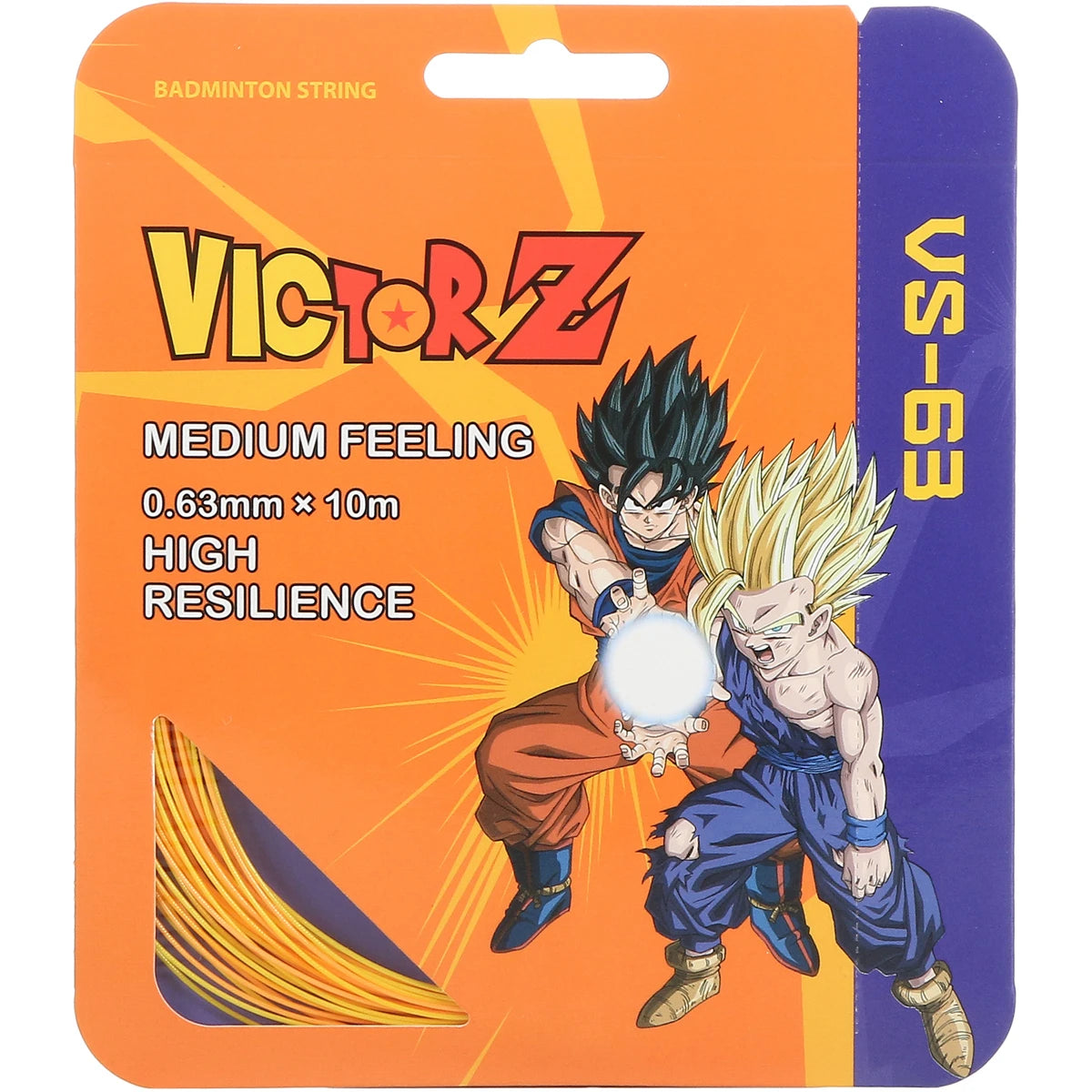 CORDAGE BADMINTON VICTOR  VBS-63 DBZ JAUNE/ORANGE (10 METRES)