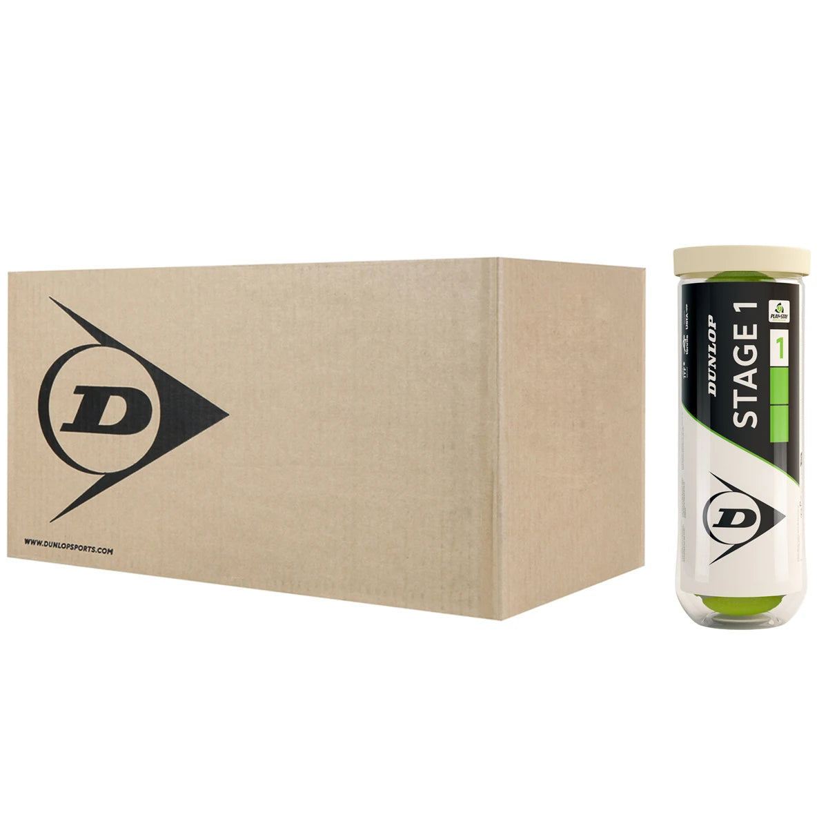 KARTON MIT 24 RÖHREN ZU JE 3 DUNLOP EASY TENNIS STAGE 1 BALLEN