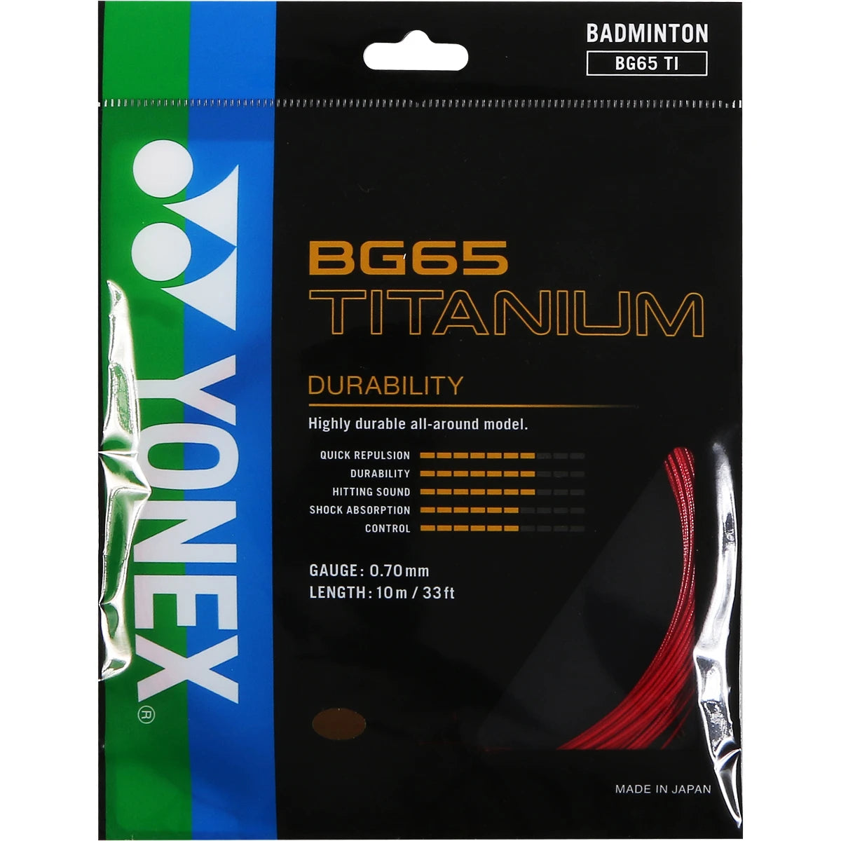 CORDAGE DE BADMINTON YONEX BG65TI (GARNITURE - 10M)