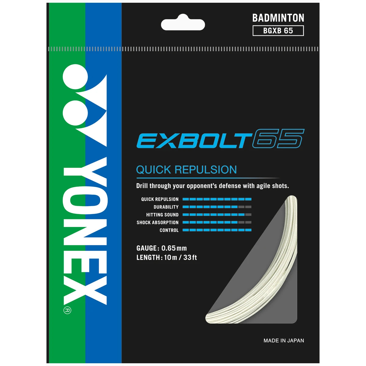 CORDAGE DE BADMINTON YONEX EXBOLT 65 (GARNITURE - 10M)