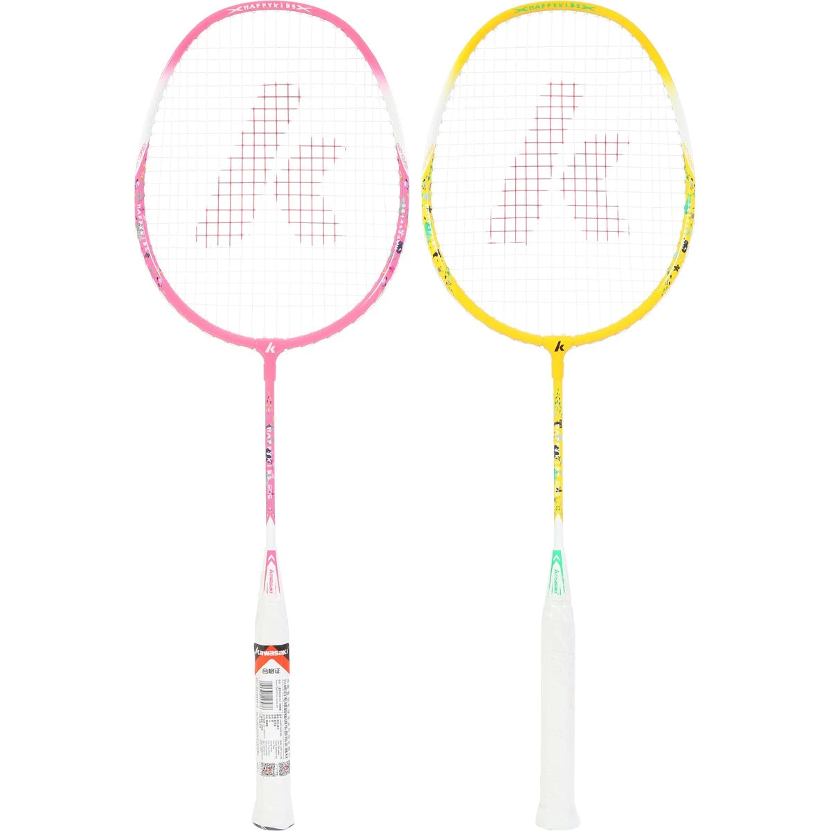 SET MIT 2 BADMINTONSCHLÄGERN KAWASAKI HAPPY KIDS 605 JR