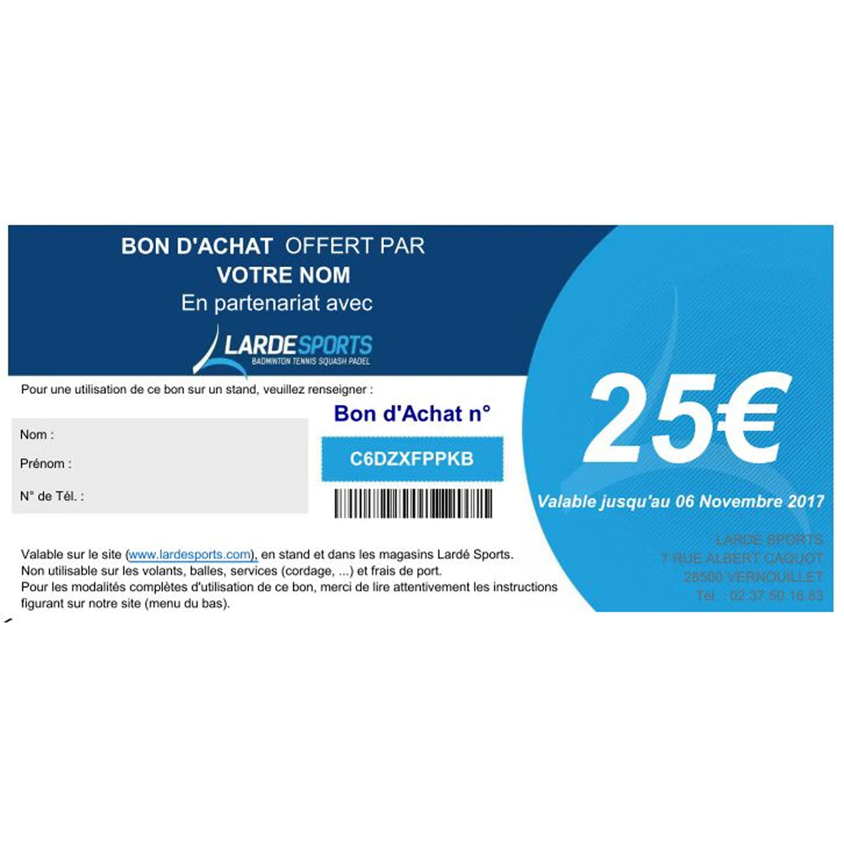 LARDESPORTS GESCHENKGUTSCHEIN 25€