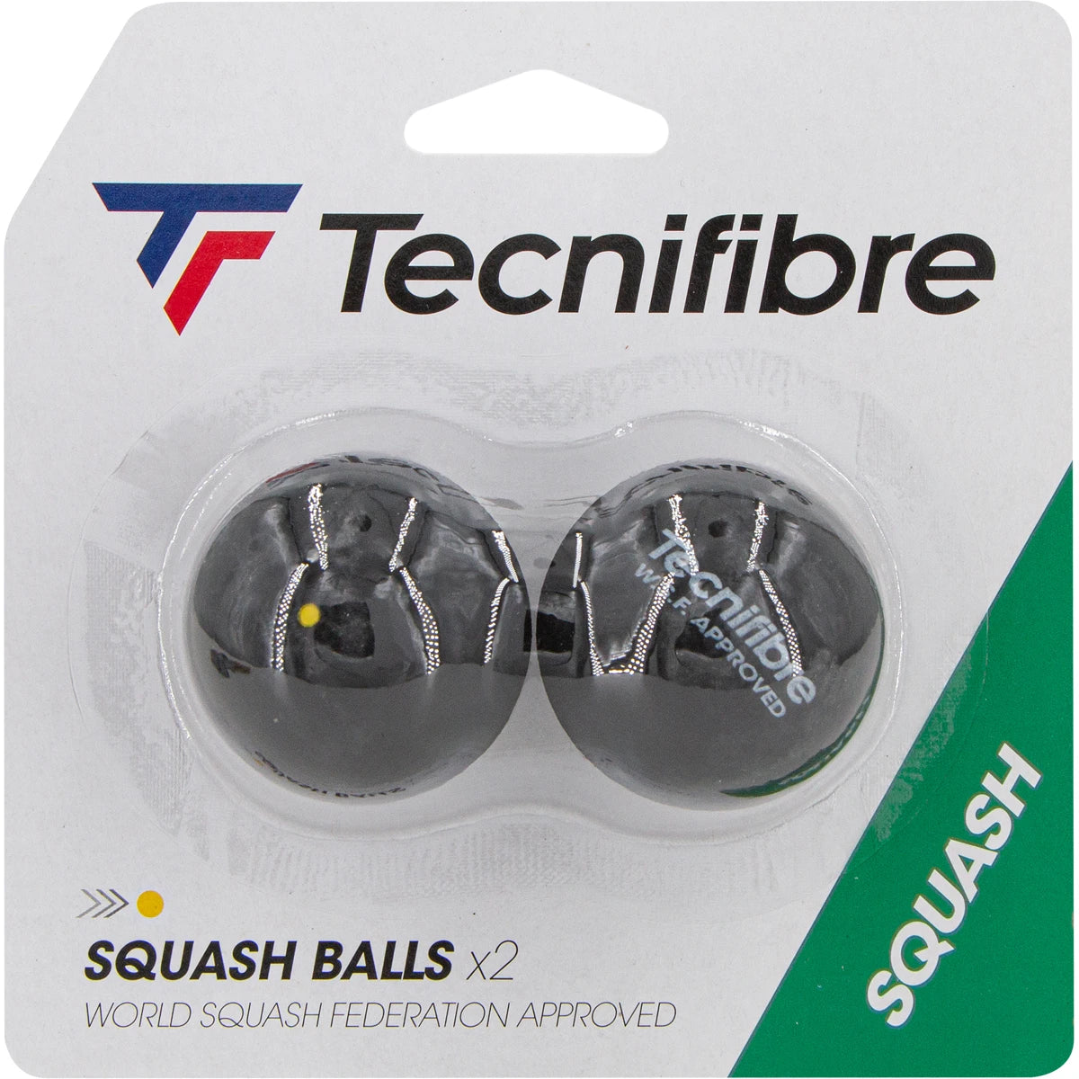 BALLES DE SQUASH TECNIFIBRE (X2 - SIMPLE POINT JAUNE)