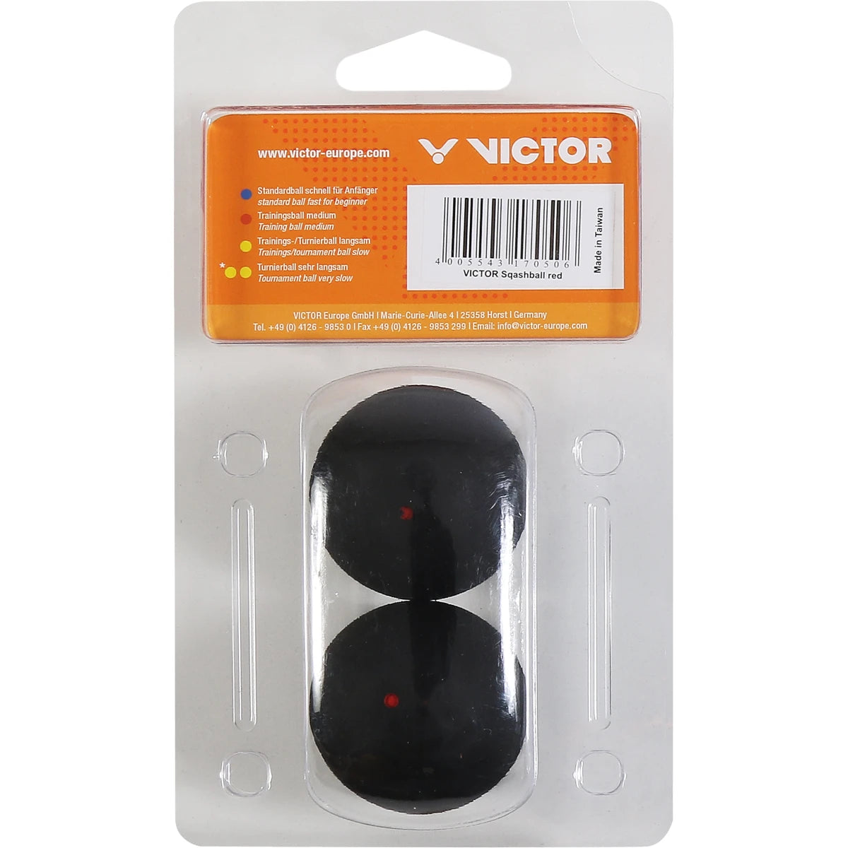 BALLES DE SQUASH VICTOR (SIMPLE POINT ROUGE - X2)