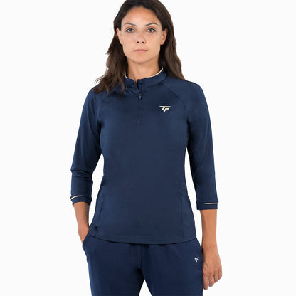 SWEAT TECNIFIBRE FEMME THERMOZIP 3/4 SLEEVE MARINE