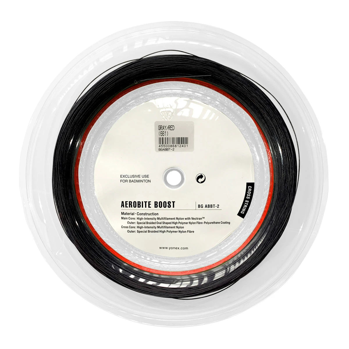 BOBINE BADMINTON YONEX BG AEROBITE BOOST GREY/RED (200 METRES)