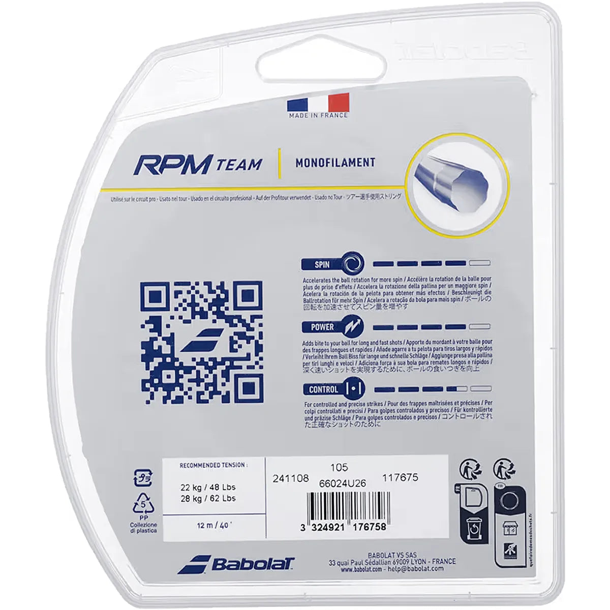 CORDAGE BABOLAT RPM TEAM (12 METRES)
