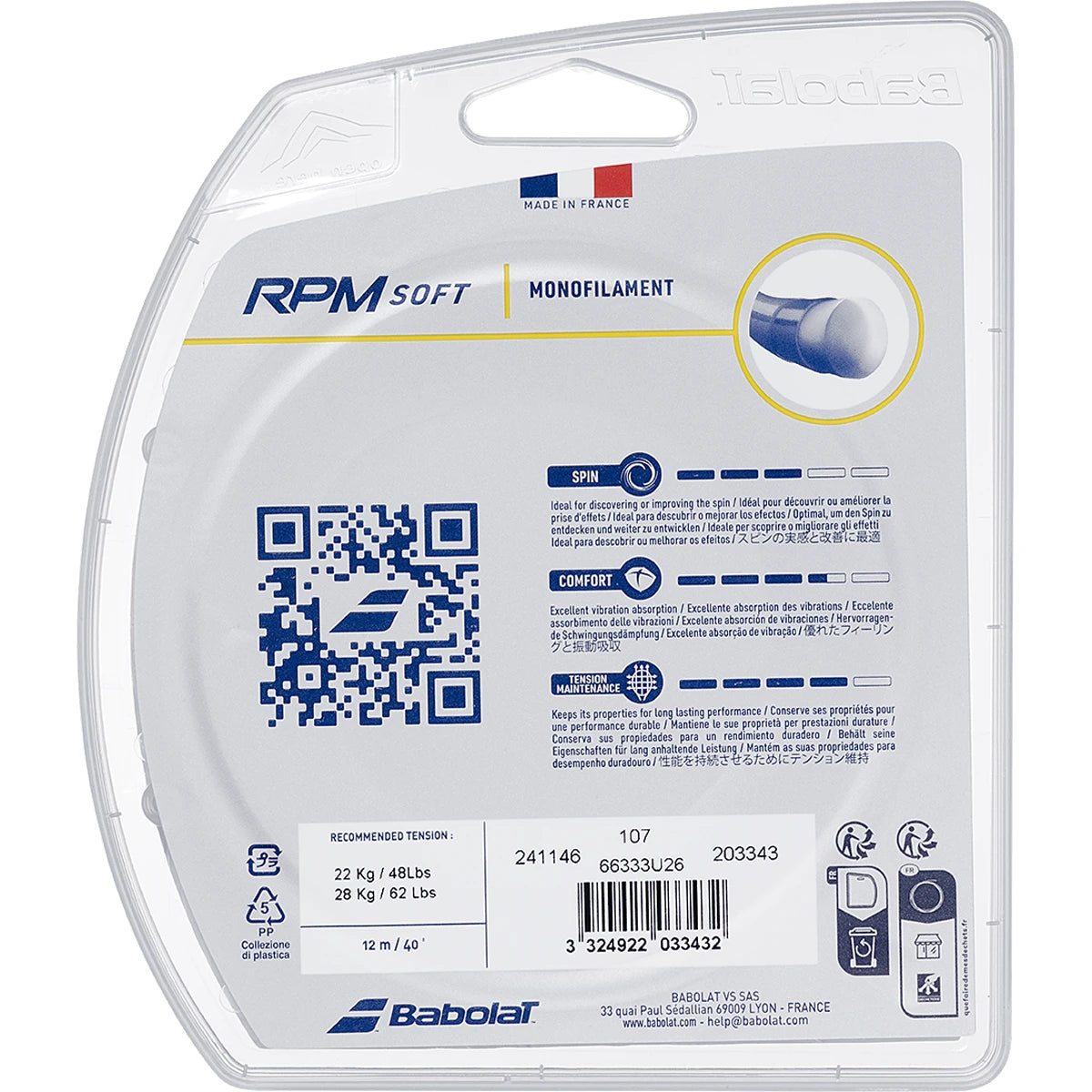 CORDAGE BABOLAT RPM SOFT (12 METRES)
